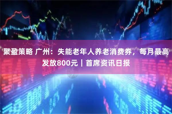 聚盈策略 广州：失能老年人养老消费券，每月最高发放800元｜首席资讯日报