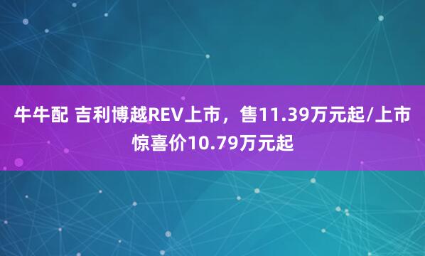 牛牛配 吉利博越REV上市，售11.39万元起/上市惊喜价10.79万元起