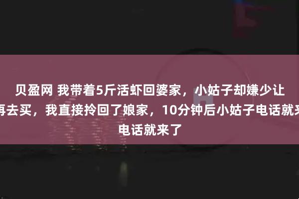 贝盈网 我带着5斤活虾回婆家，小姑子却嫌少让我再去买，我直接拎回了娘家，10分钟后小姑子电话就来了