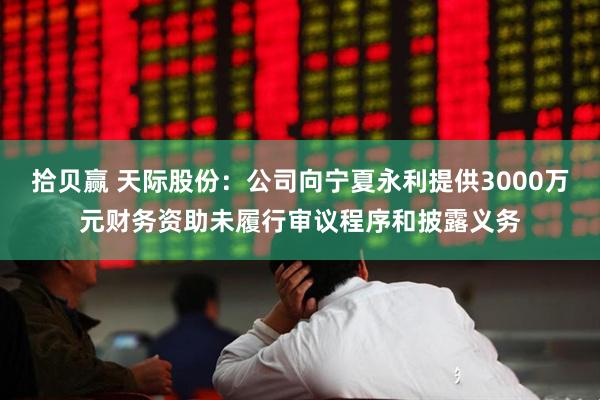 拾贝赢 天际股份:公司向宁夏永利提供3000万元财务资助未履行审议程序和披露义务